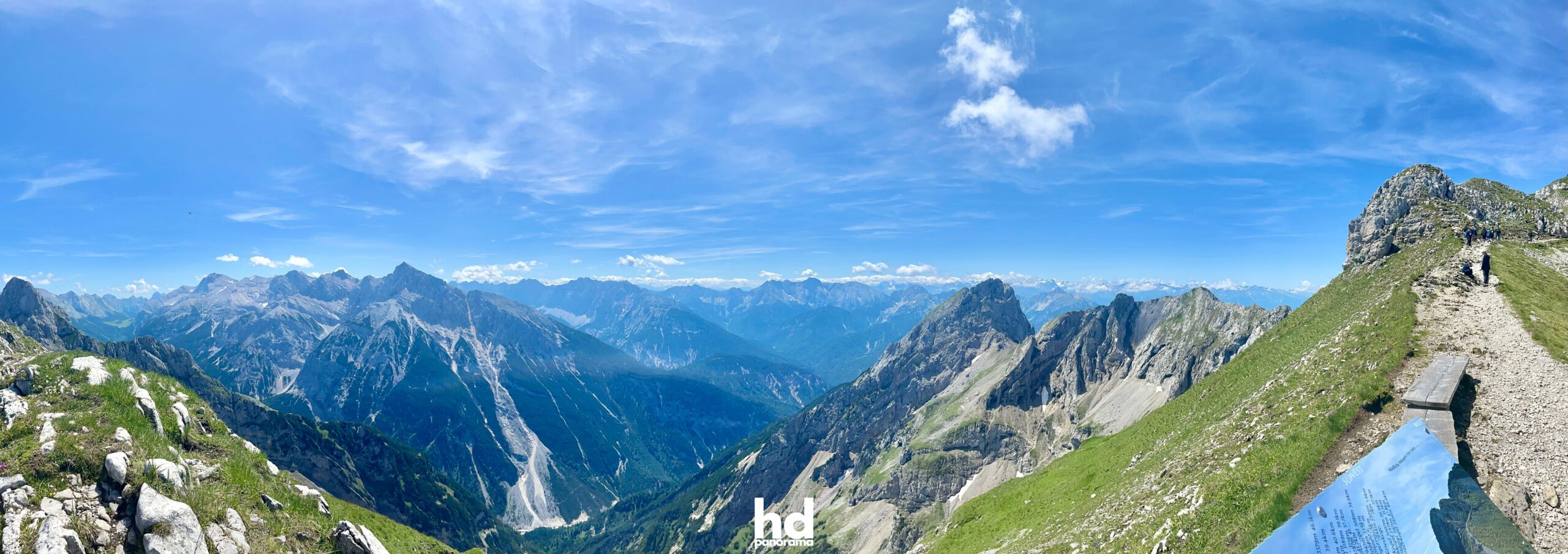Westliche Karwendelspitze (2.385 m) Passamani-Rundweg mit Blick von Ost über Süd bis nach Westen © 2021 HD-Panorama, René Blanke
